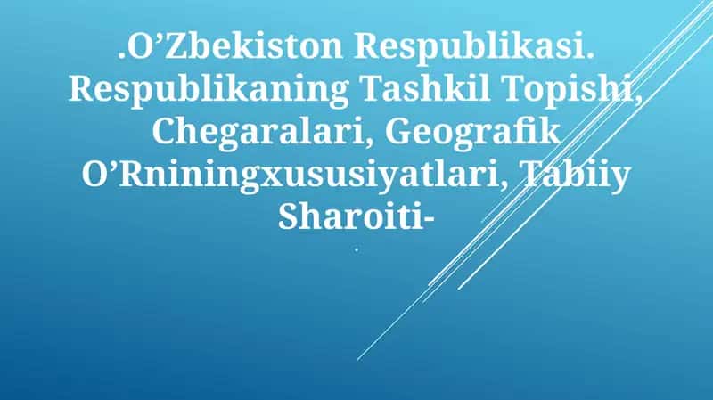 Oʻzbekiston Respublikasining tashkil topishi 1