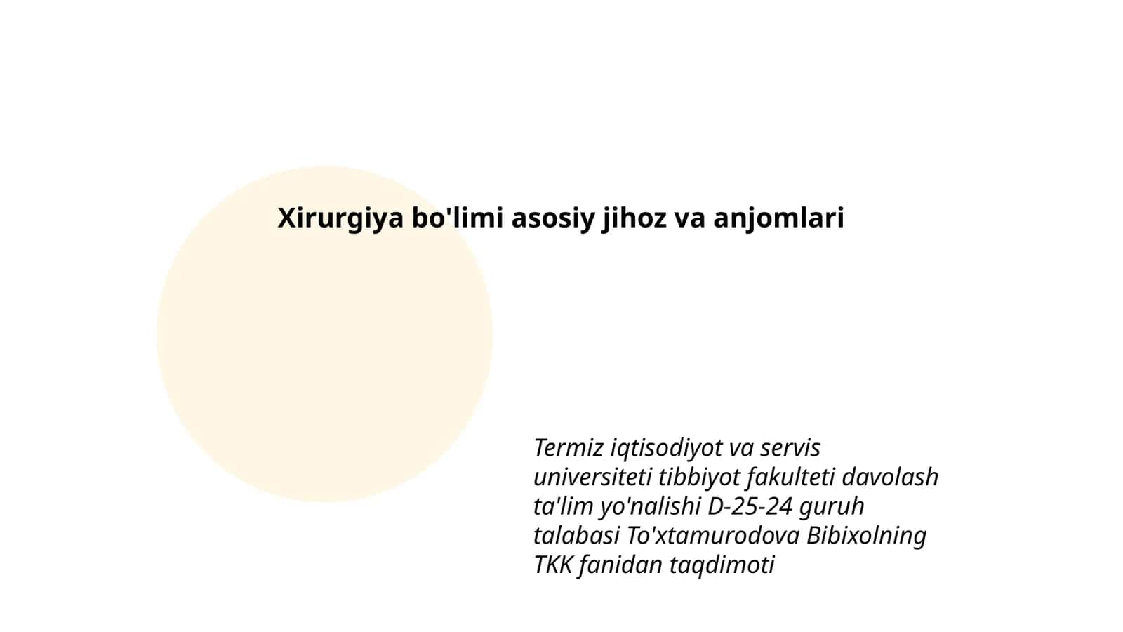 Xirurgiya bo'limi asosiy jihoz va anjomlari 1