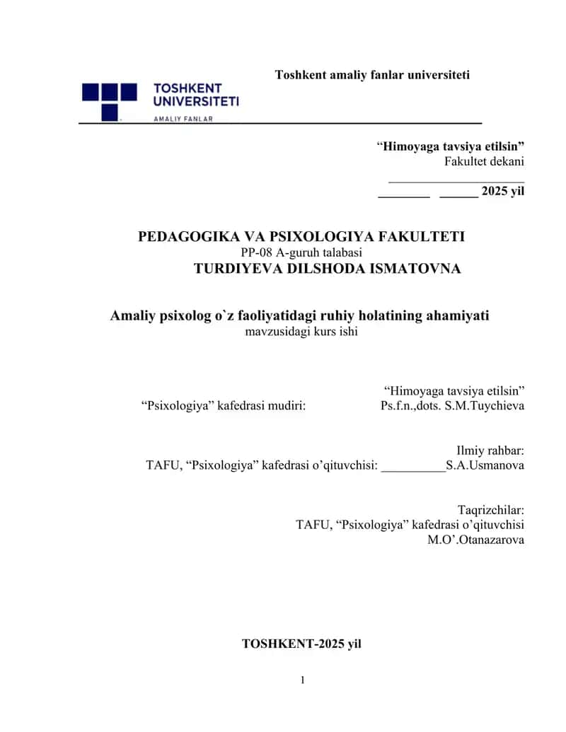 Amaliy psixolog faoliyatining asosiy ko`rinishlari 1