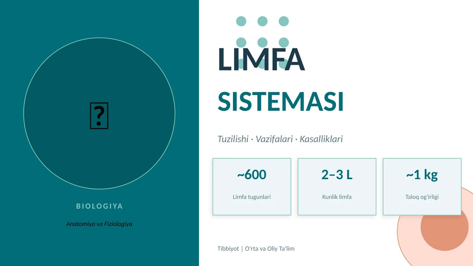 Anatomiya va Fiziologiya: LIMFA SISTEMASI 1