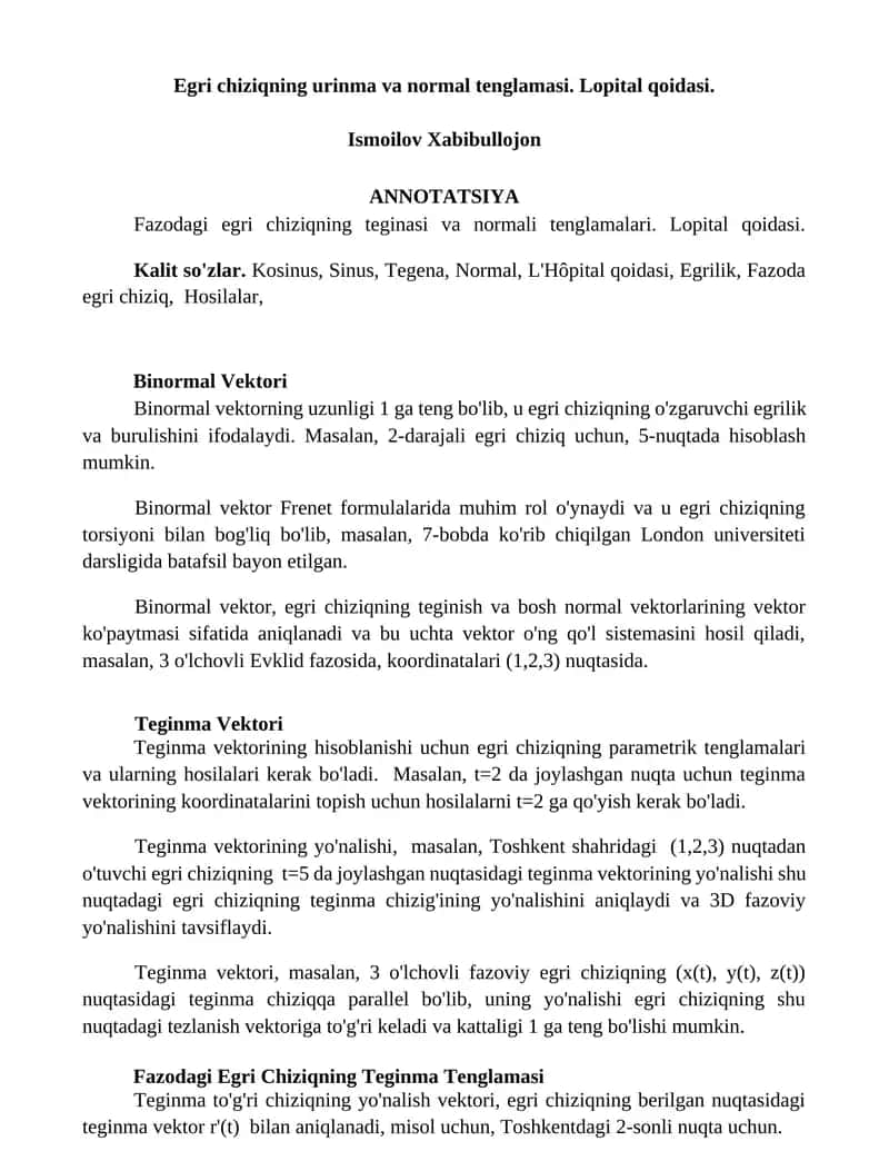 Binormal Vektori 1