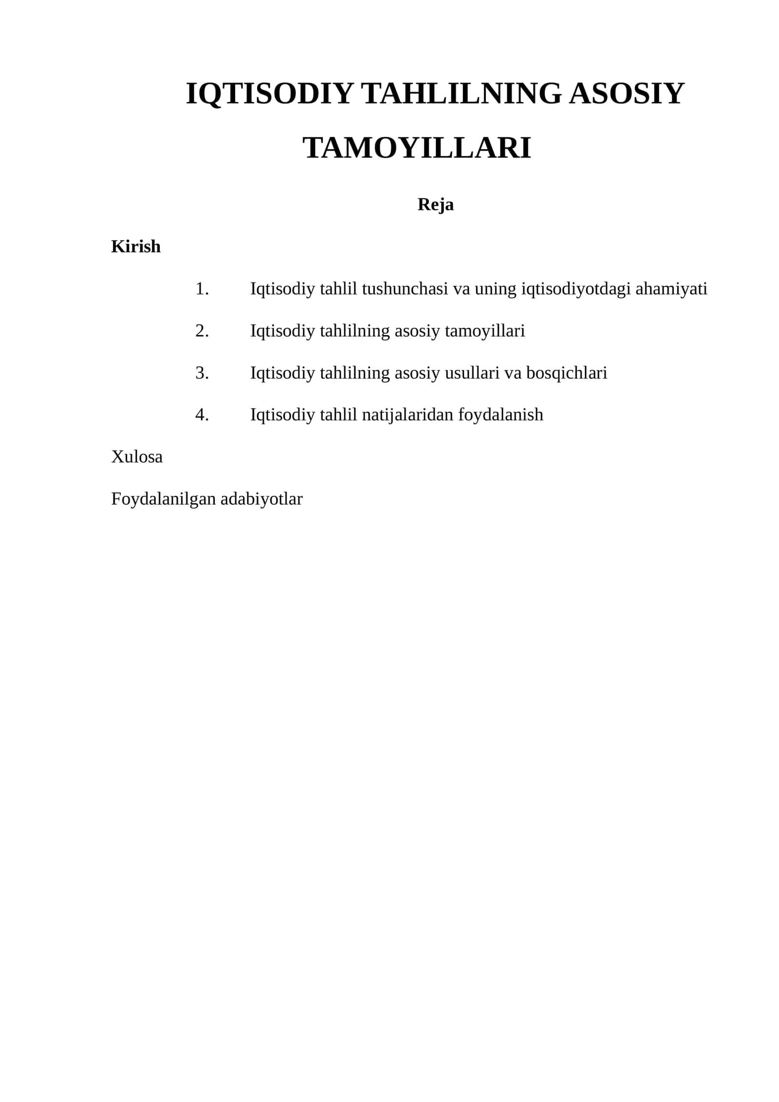 IQTISODIY TAHLILNING ASOSIY TAMOYILLARI 1