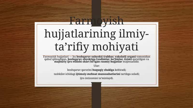 Farmoyish hujjatlari ilmiy-ta’rifi 1