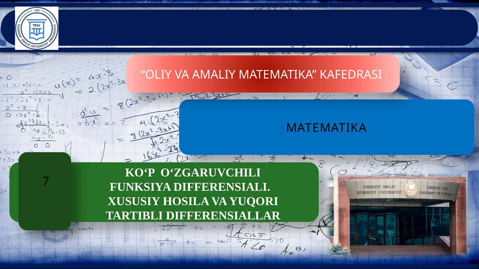 OLiy va Amaliy Matematika Kafedrasi 1