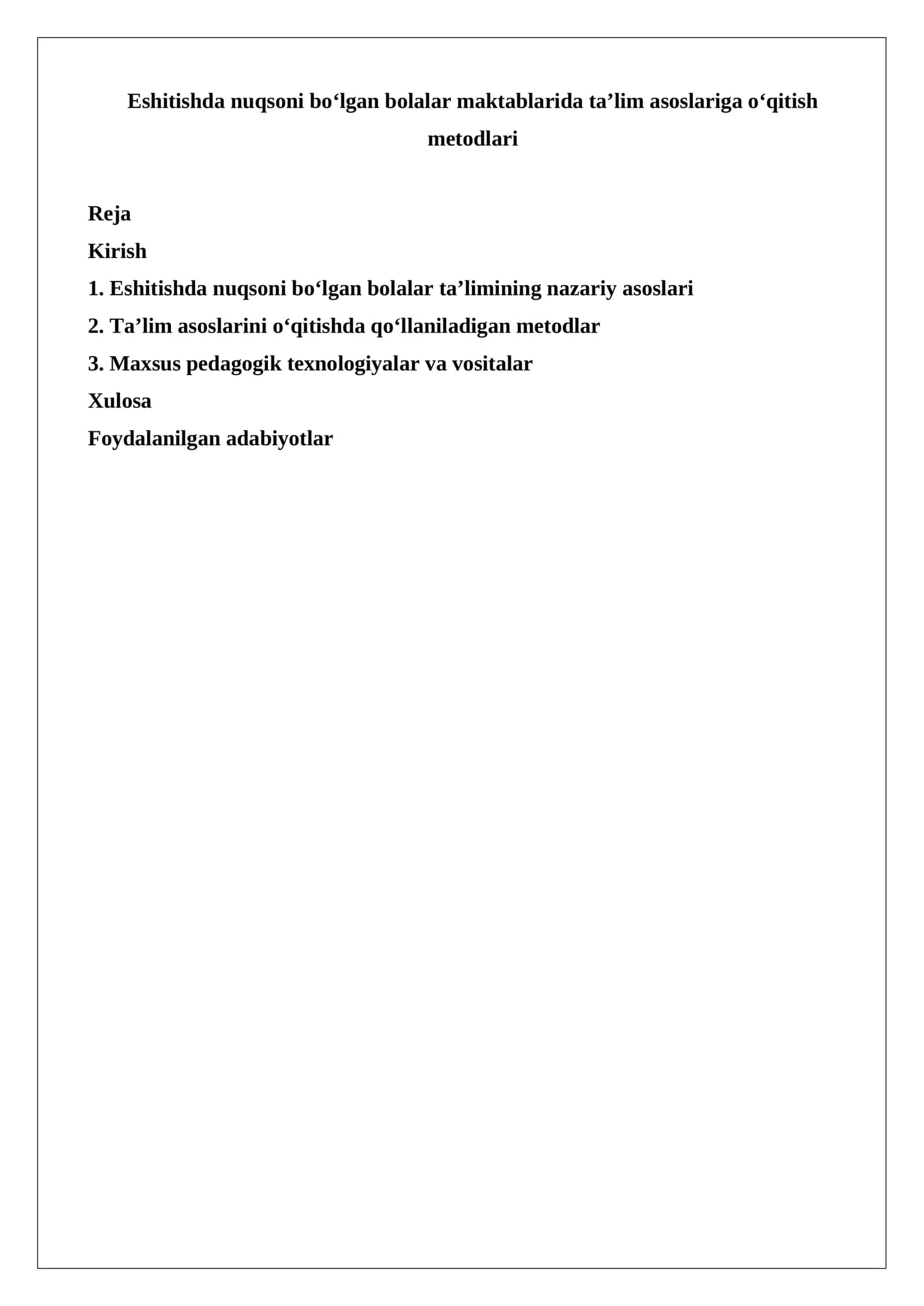 Eshitishda nuqsoni bo‘lgan bolalar maktablarida taʼlim asoslariga o‘qitish metodlari 1