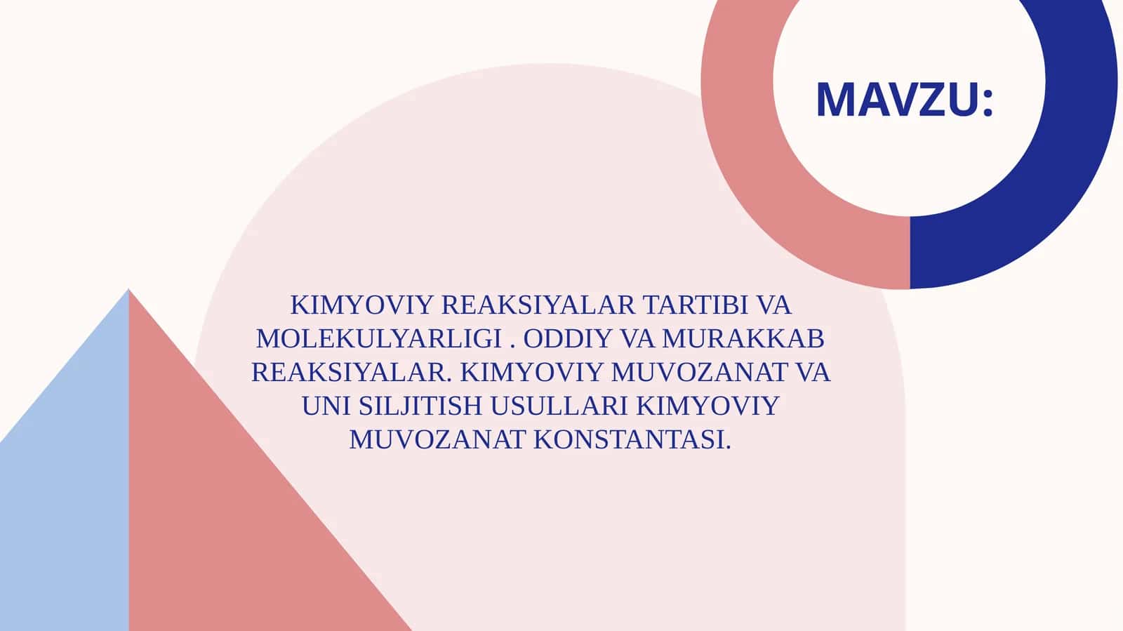 Kimyoviy Reaksiyalar Tartibi va Molekulyarligi 1