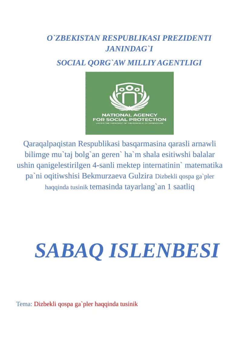 Dizbekli qospa ga`pler haqqinda tusinik 1