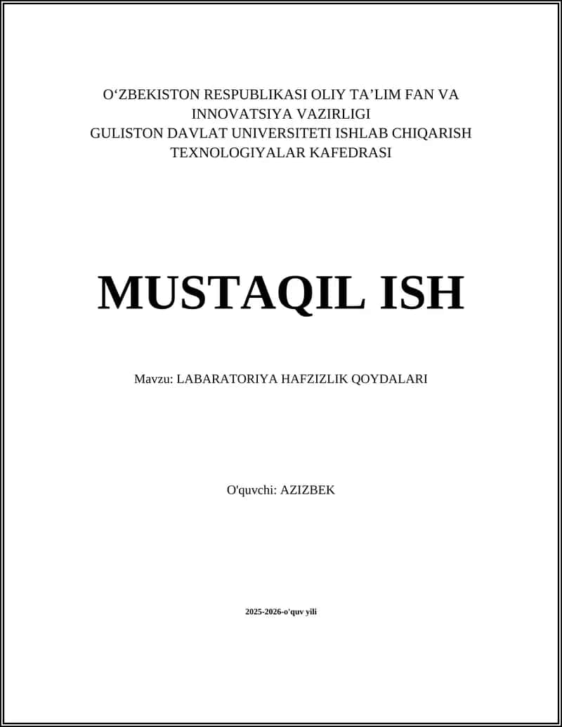 LABARATORIYA HAFZIZLIK QOYDALARI 1