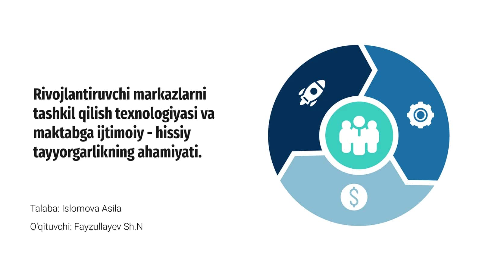 Rivojlantiruvchi markazlarni tashkil qilish texnologiyasi va maktabga ijtimoiy - hissiy tayyorgarlikning ahamiyati 1