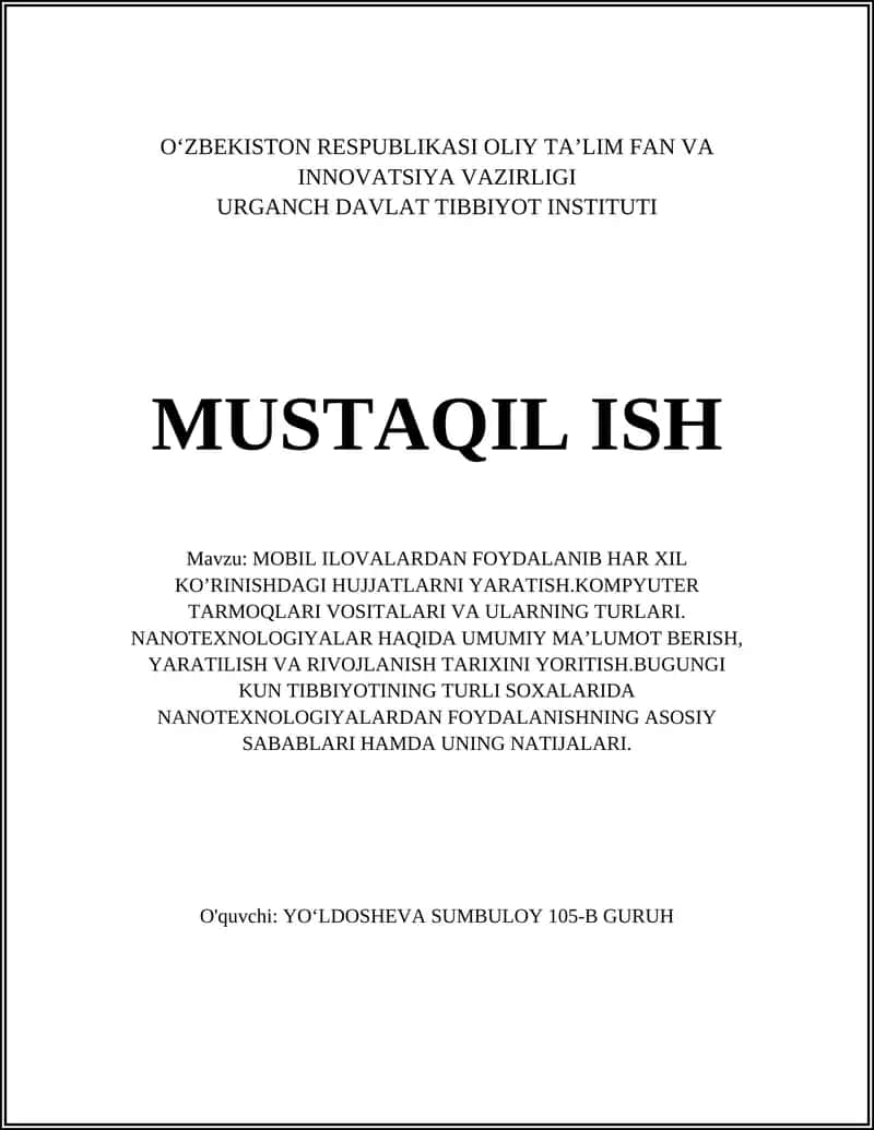 Mobil Ilovalardan Foydalanib Har Xil Ko’rinishdagi HujjatLarni Yaratish 1