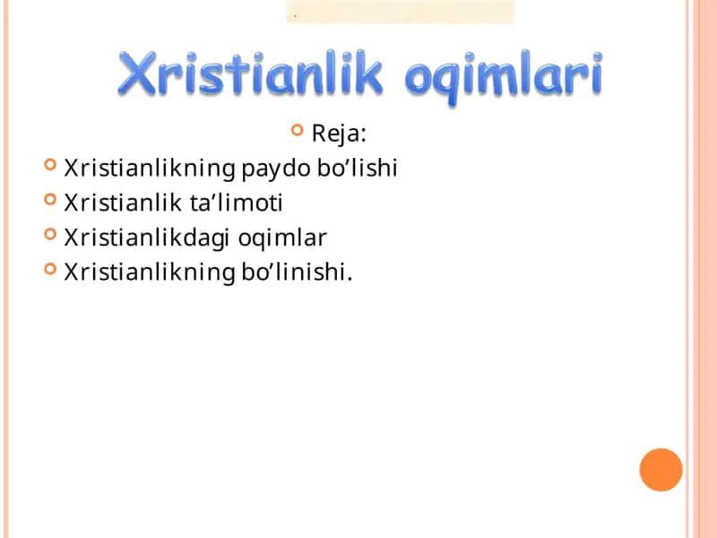 Xristianlikning paydo bo’lishi 1