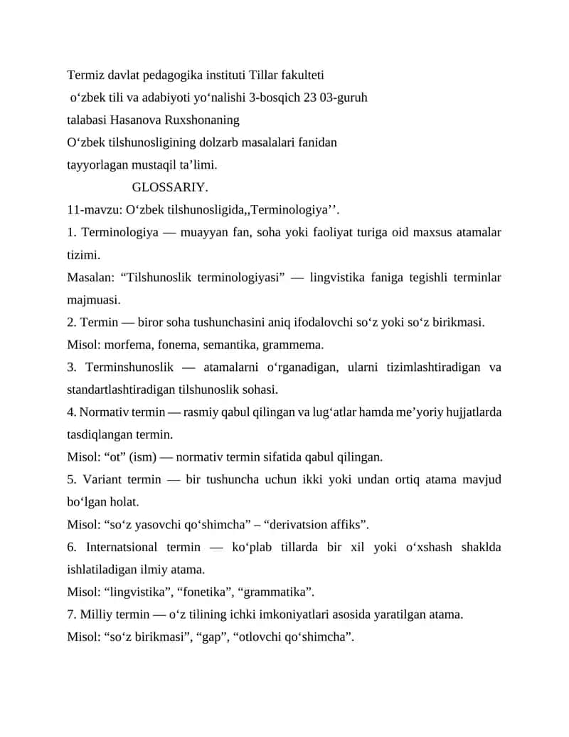 O'zbek tilshunosligi Terminologiyasi 1