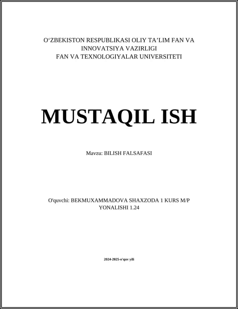 BILISH FALSAFASI 1