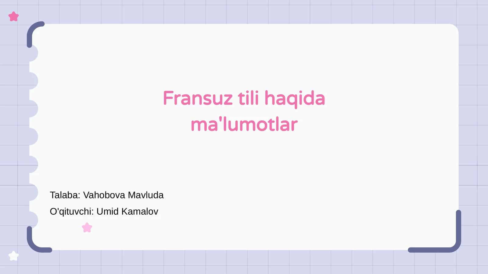 Fransuz tili haqida ma'lumotlar 1