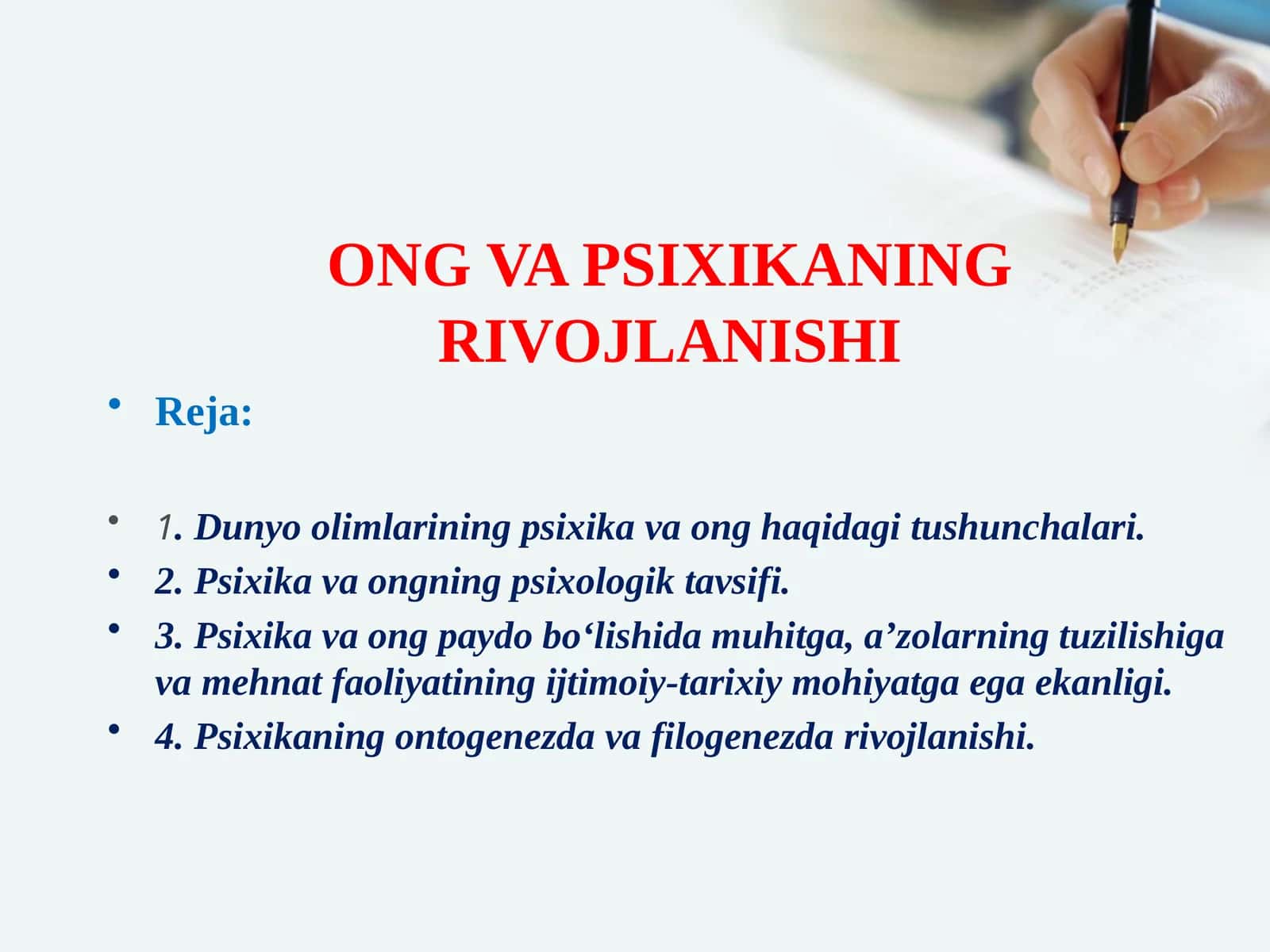 ONG VA PSIXIKANING RIVOJLANISHI 1