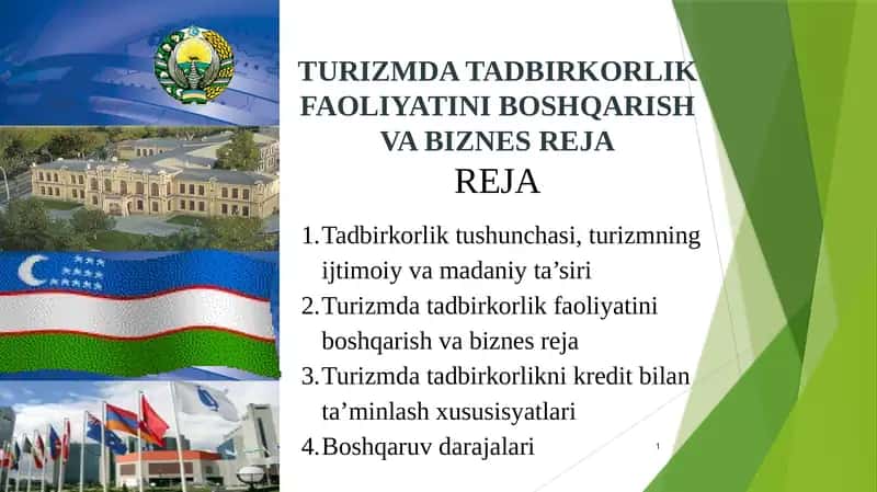 Turizmda Tadbirkorlik Faoliyatini Boshqarish va Biznes Rejareja 1