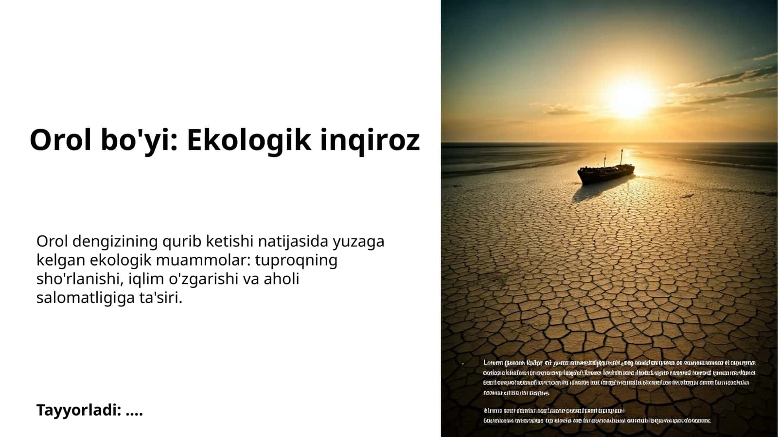 Orol bo'yi: Ekologik inqiroz 1