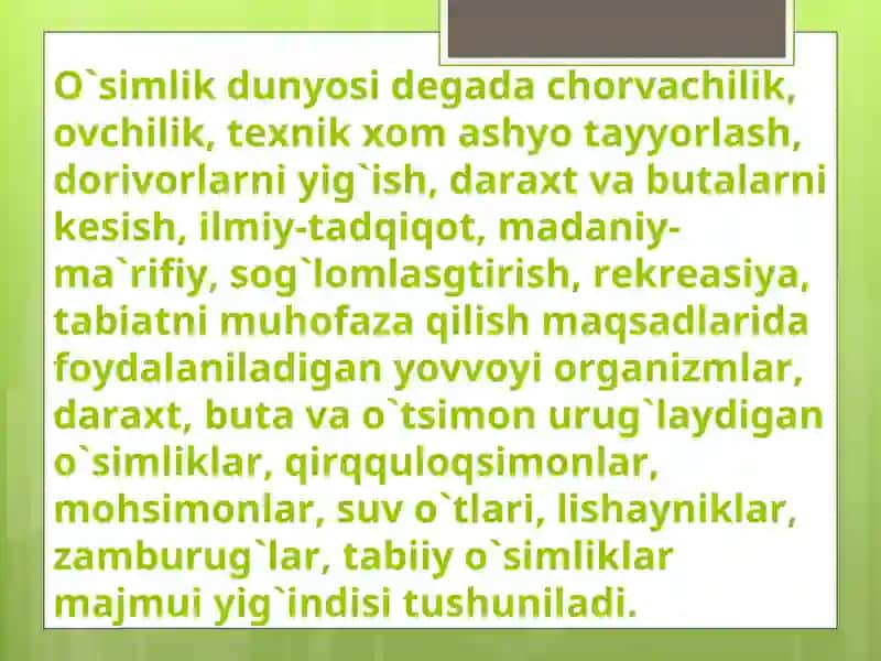 O`simliklar