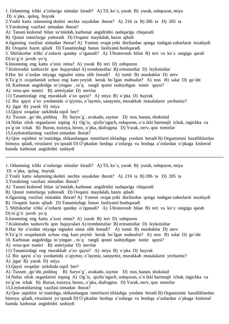Inson anatomiyasi 1