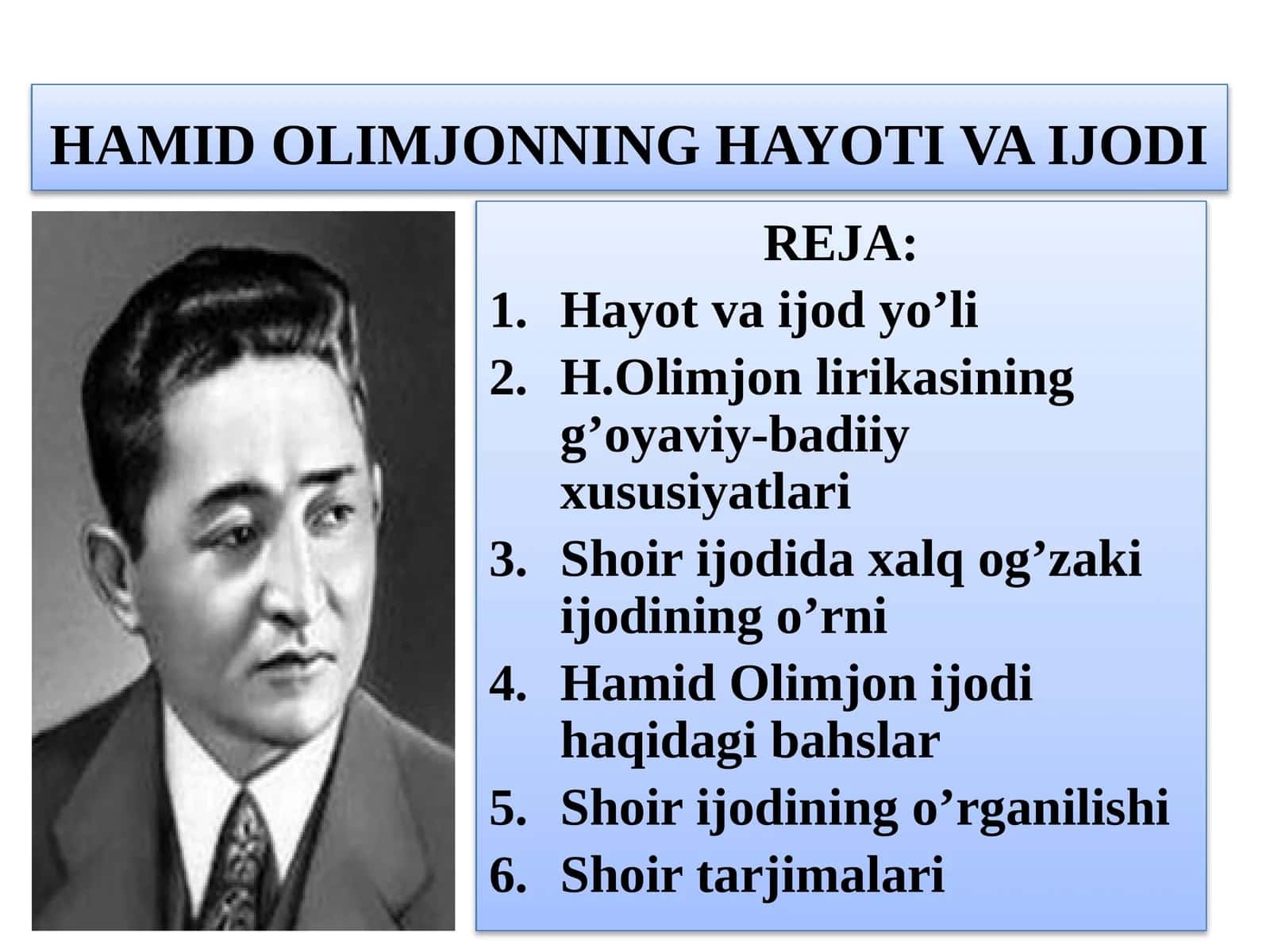 HAMID OLIMJONNING HAYOTI VA IJODI 1