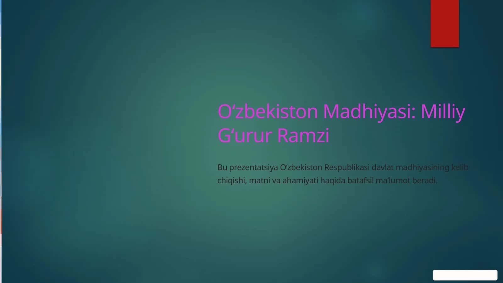 O'zbekiston Madhiyasi milliy g'urur ramzi 1