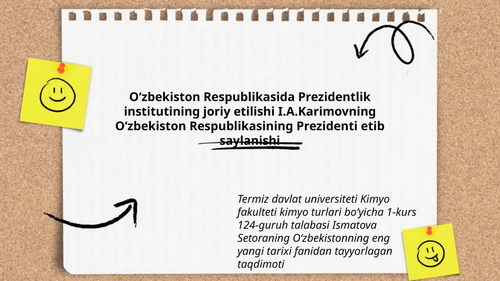 Oʻzbekiston Respublikasida Prezidentlik institutining joriy etilishi I.A.Karimovning Oʻzbekiston Respublikasining Prezidenti etib saylanishi 1