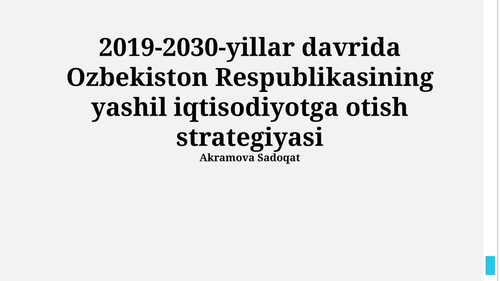 Oʻzbekistonning yashil iqtisodiyotga oʻtish strategiyasi: 2019-2030 1
