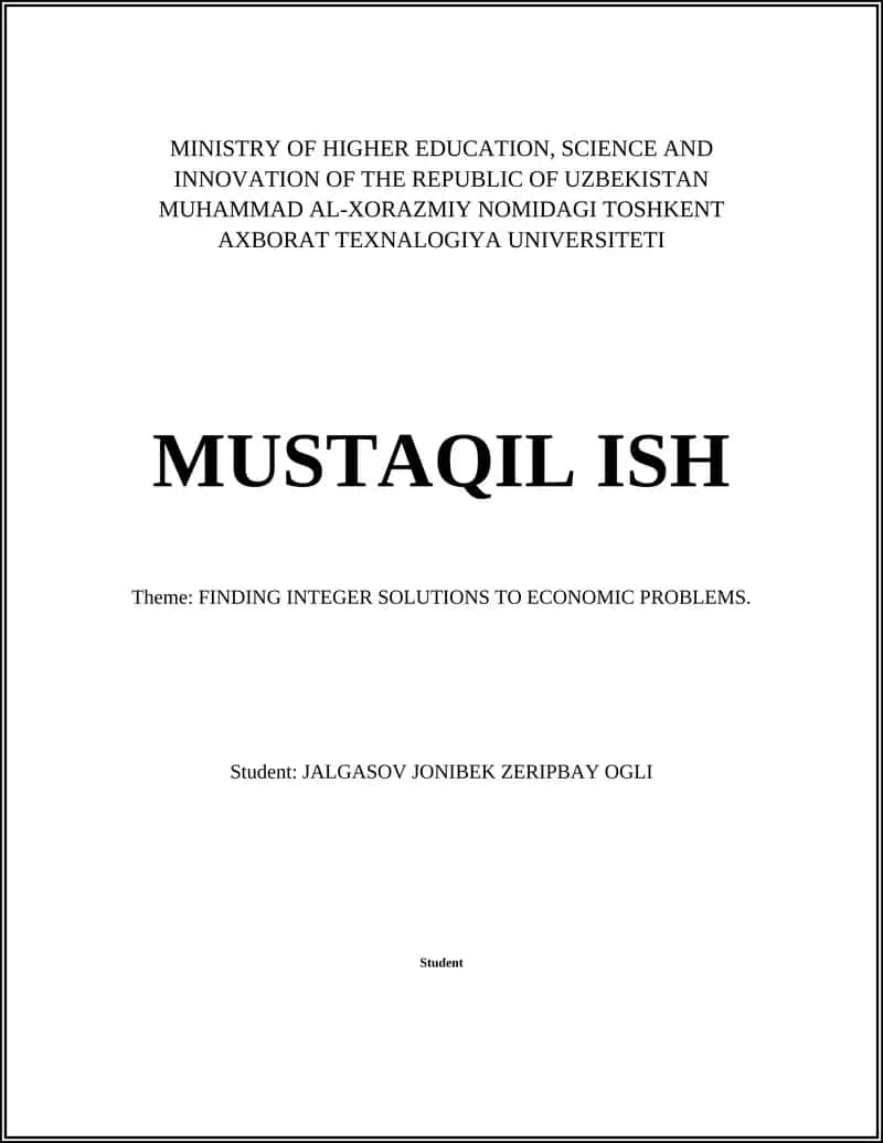 Linear Diophantine Equations in Economics 1
