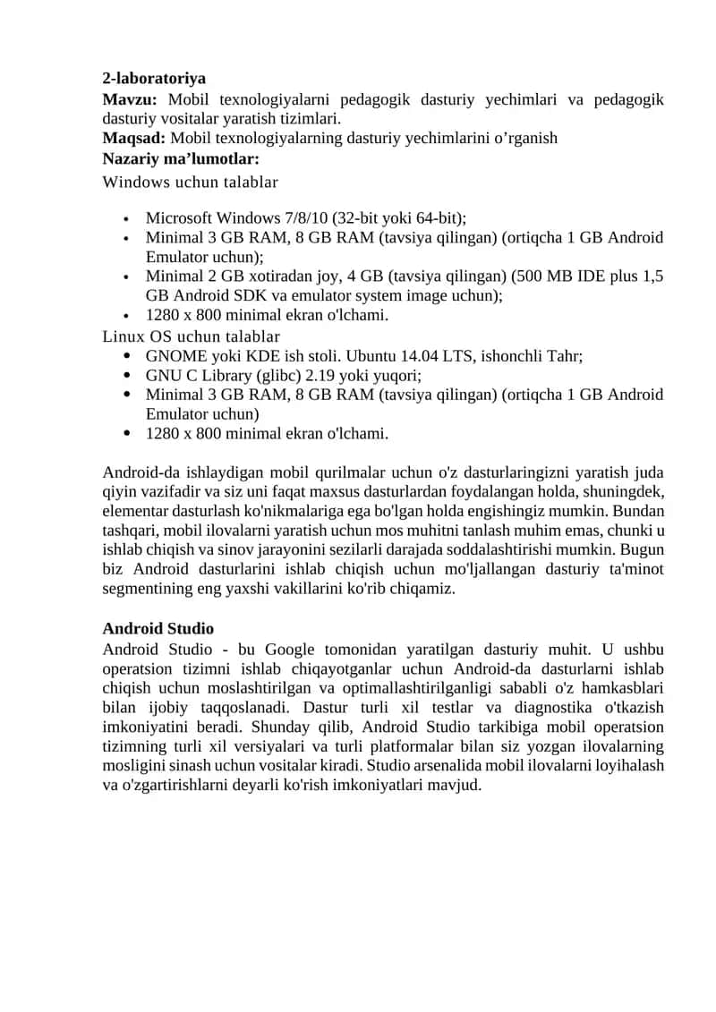 Mobil texnologiyalarni pedagogik dasturiy yechimlari va pedagogik dasturiy vositalar yaratish tizimlari 1