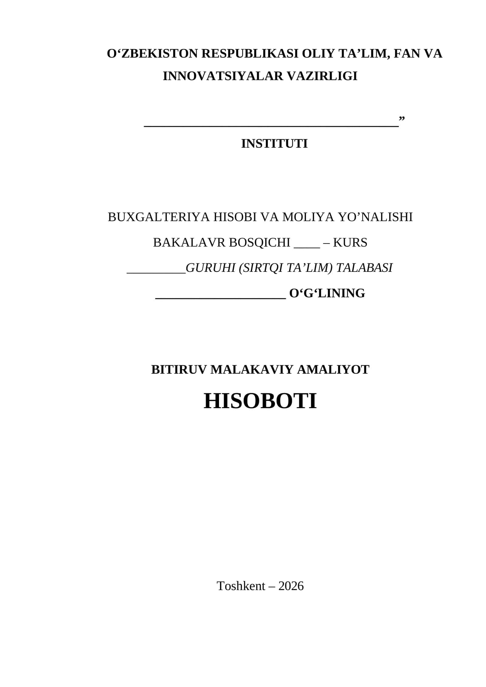 HAMKOR BANK.6 haftalik .Bitiruv malakaviy amaliyot hisoboti 1
