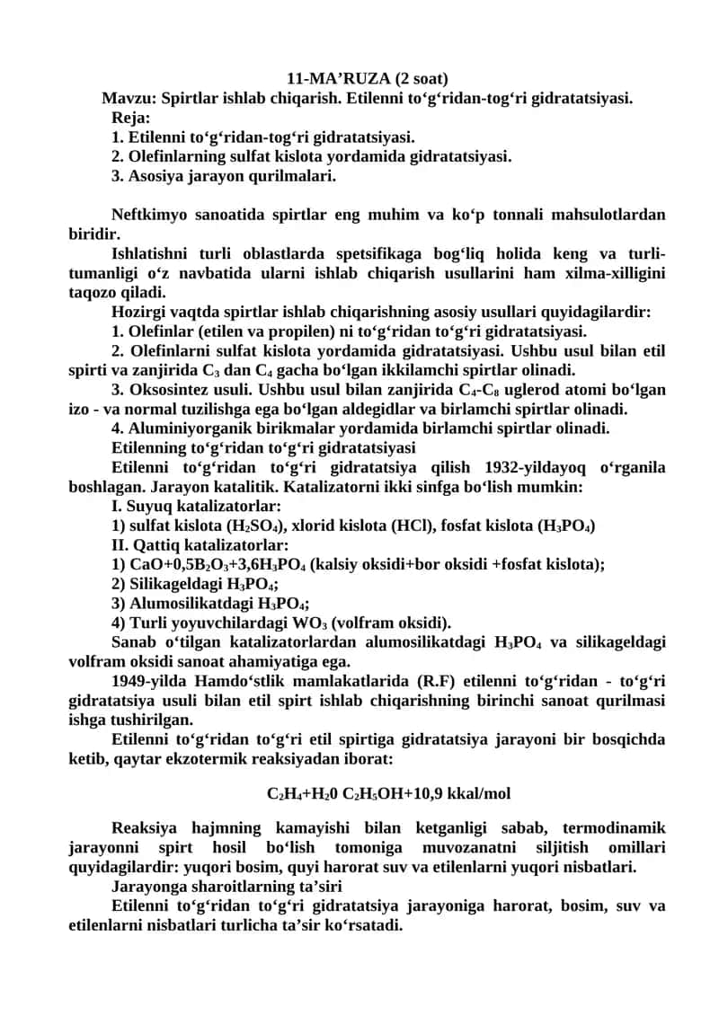 Spirtlar ishlab chiqarish 1