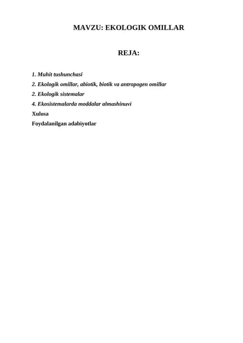 Ekologik omillar