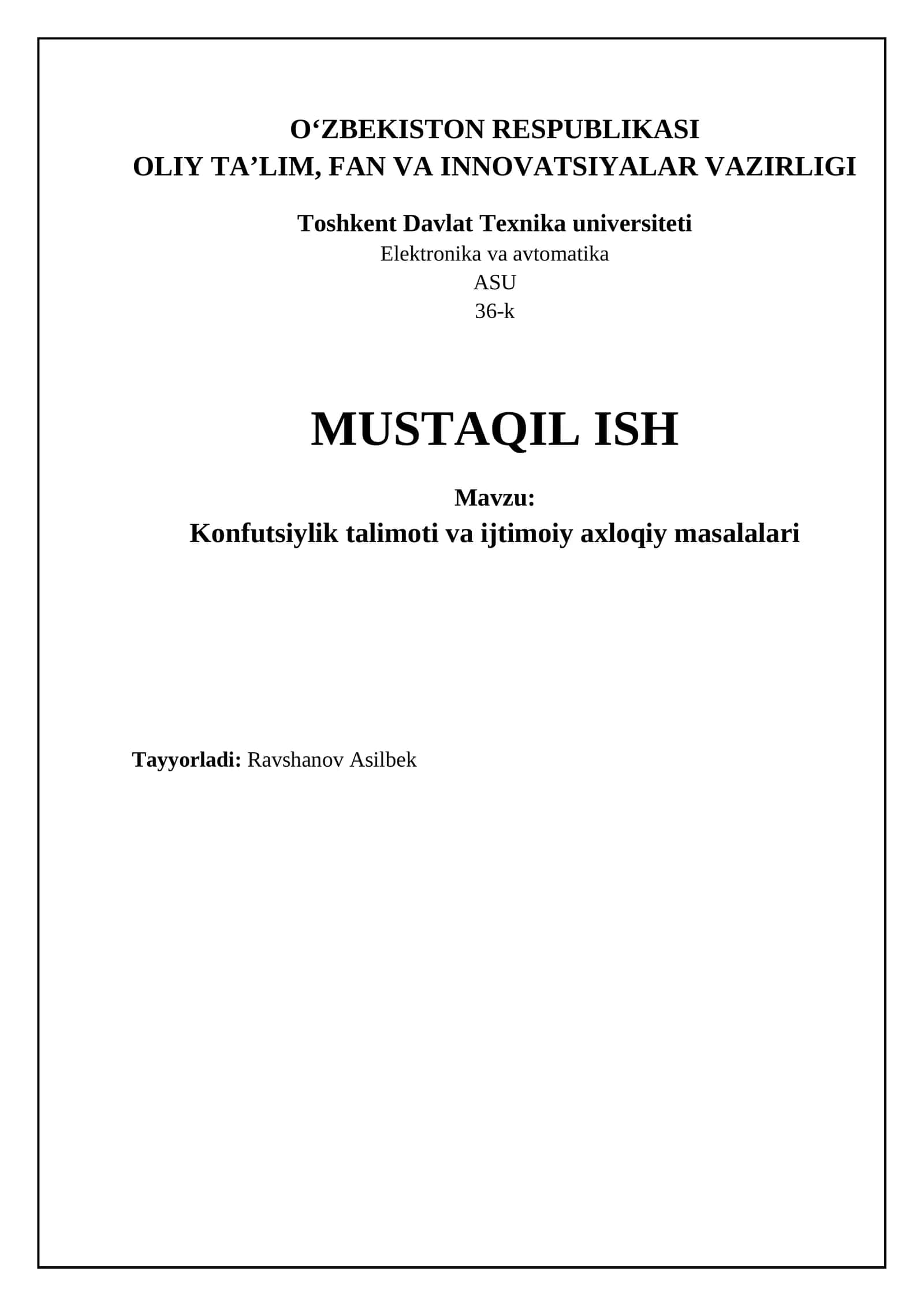 Konfutsiylik talimoti va ijtimoiy axloqiy masalalari 1