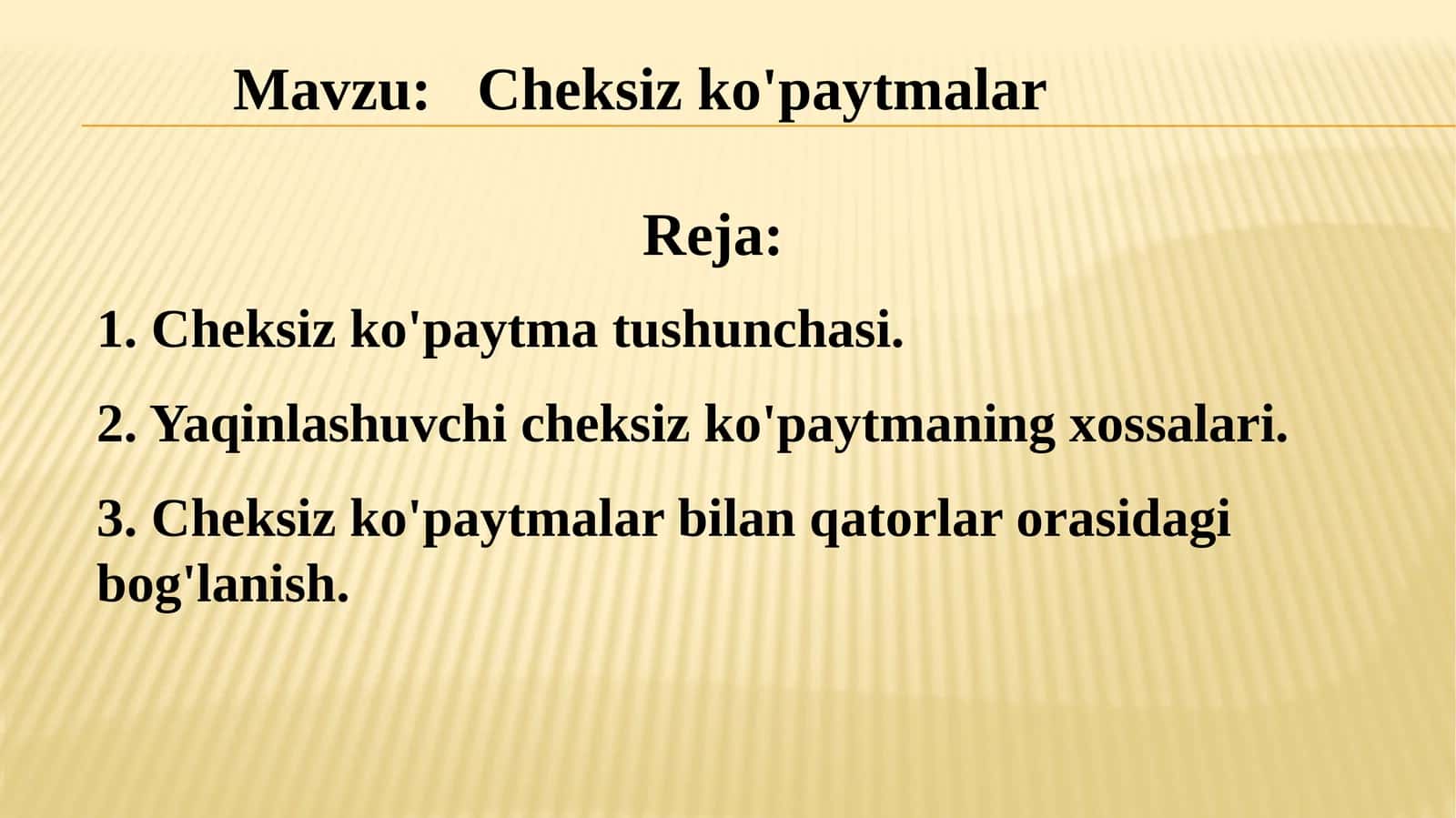 Cheksiz ko'paytmalar 1