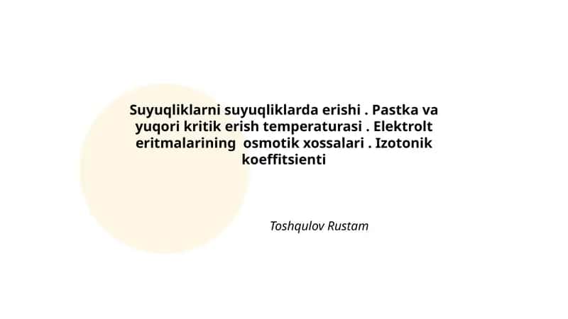 Suyuqliklarni suyuqliklarda erishi 1