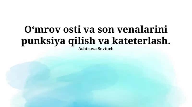 Oʻmrov osti va son venalarini punksiya qilish va kateterlash 1