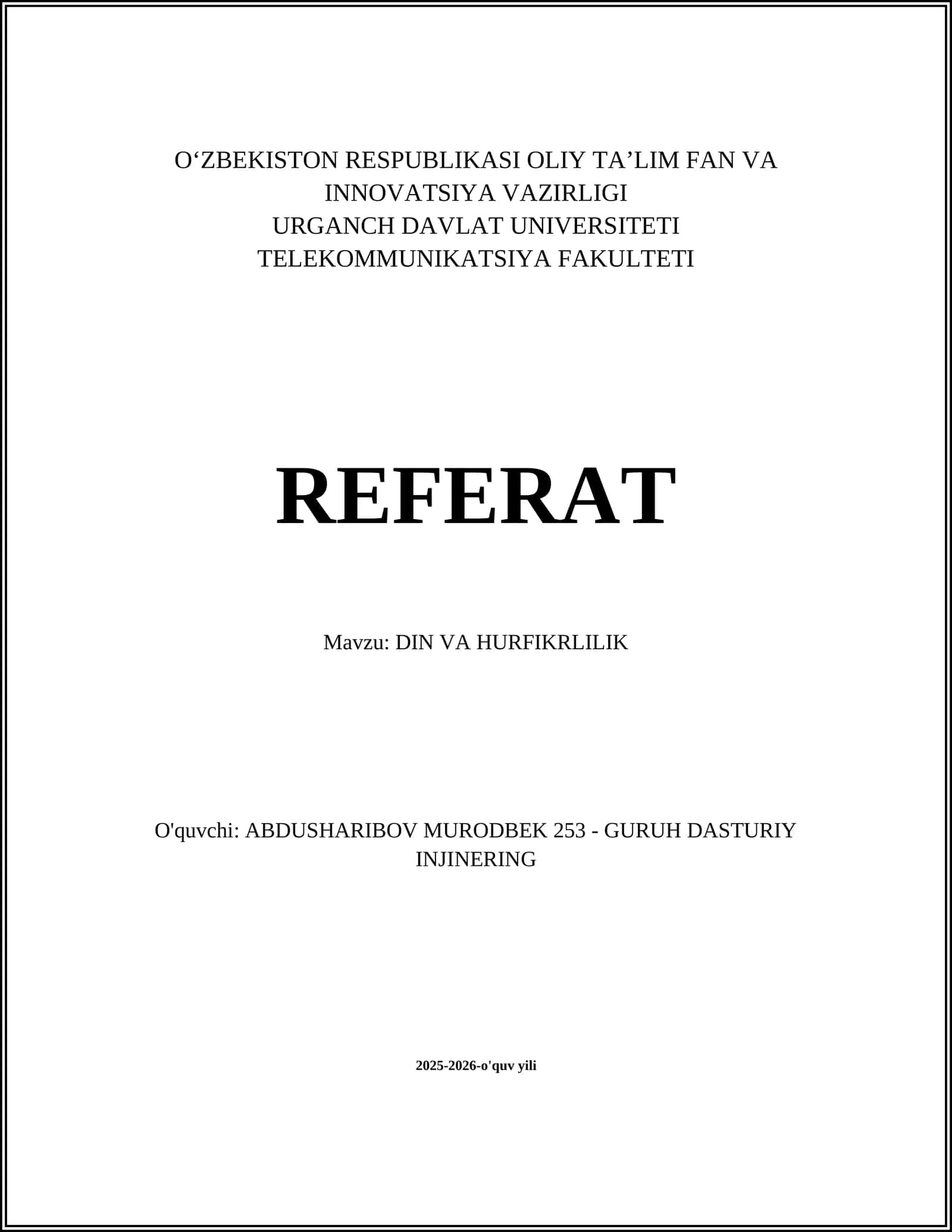 DIN VA HURFIKRLILIK 1