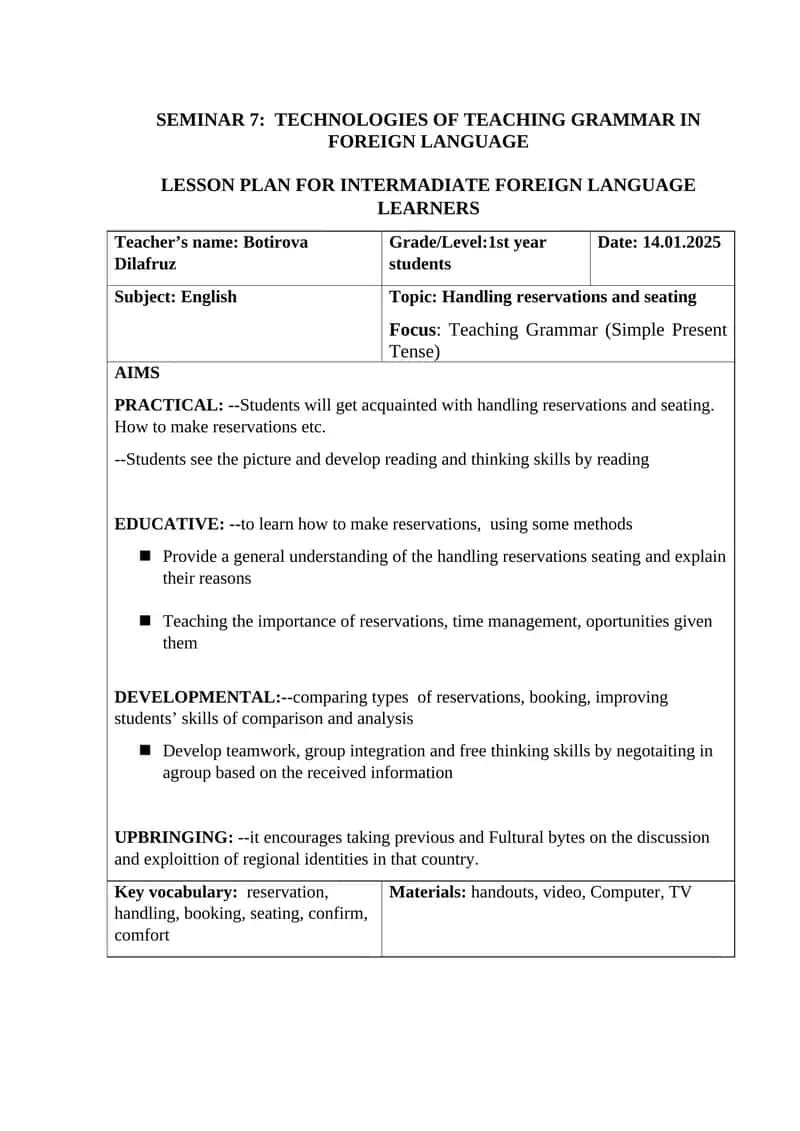 Teaching Grammar in Foreign Language 1