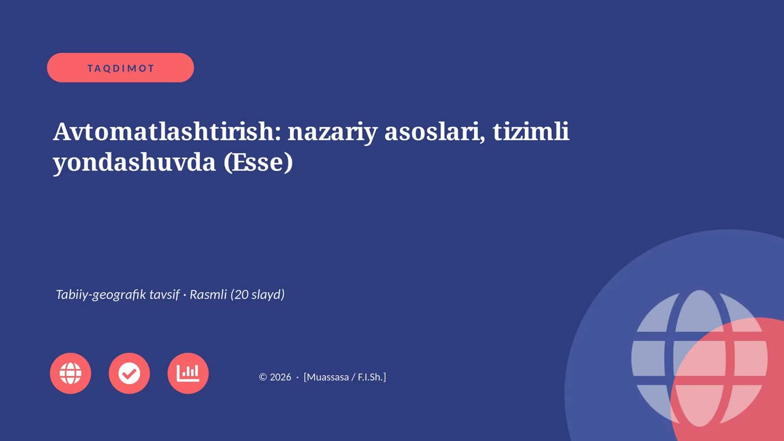 Avtomatlashtirish: nazariy asoslari, tizimli yondashuvda (Esse) 1