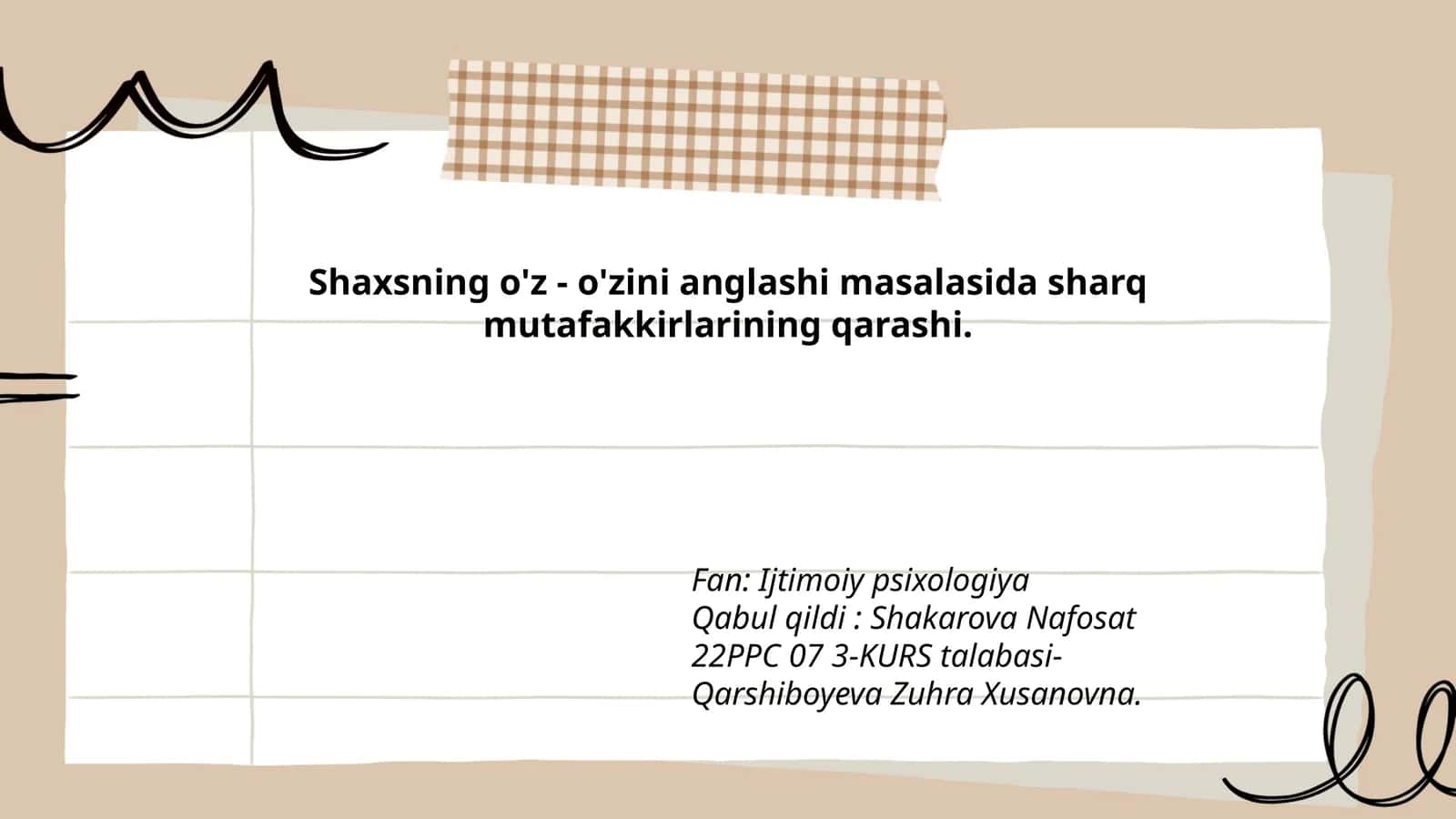 Shaxsning o'z - o'zini anglashi masalasida sharq mutafakkirlarining qarashi 1