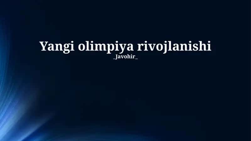 Yangi olimpiya rivojlanishi 1