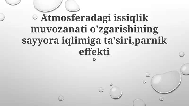Issiqlik muvozanati va o'zgarish 1