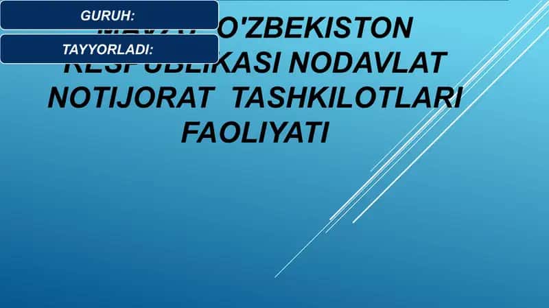 O'ZBEKISTON RESPUBLIKASI NODAVLAT NOTIJORAT  TASHKILOTLARI FAOLIYATI 1