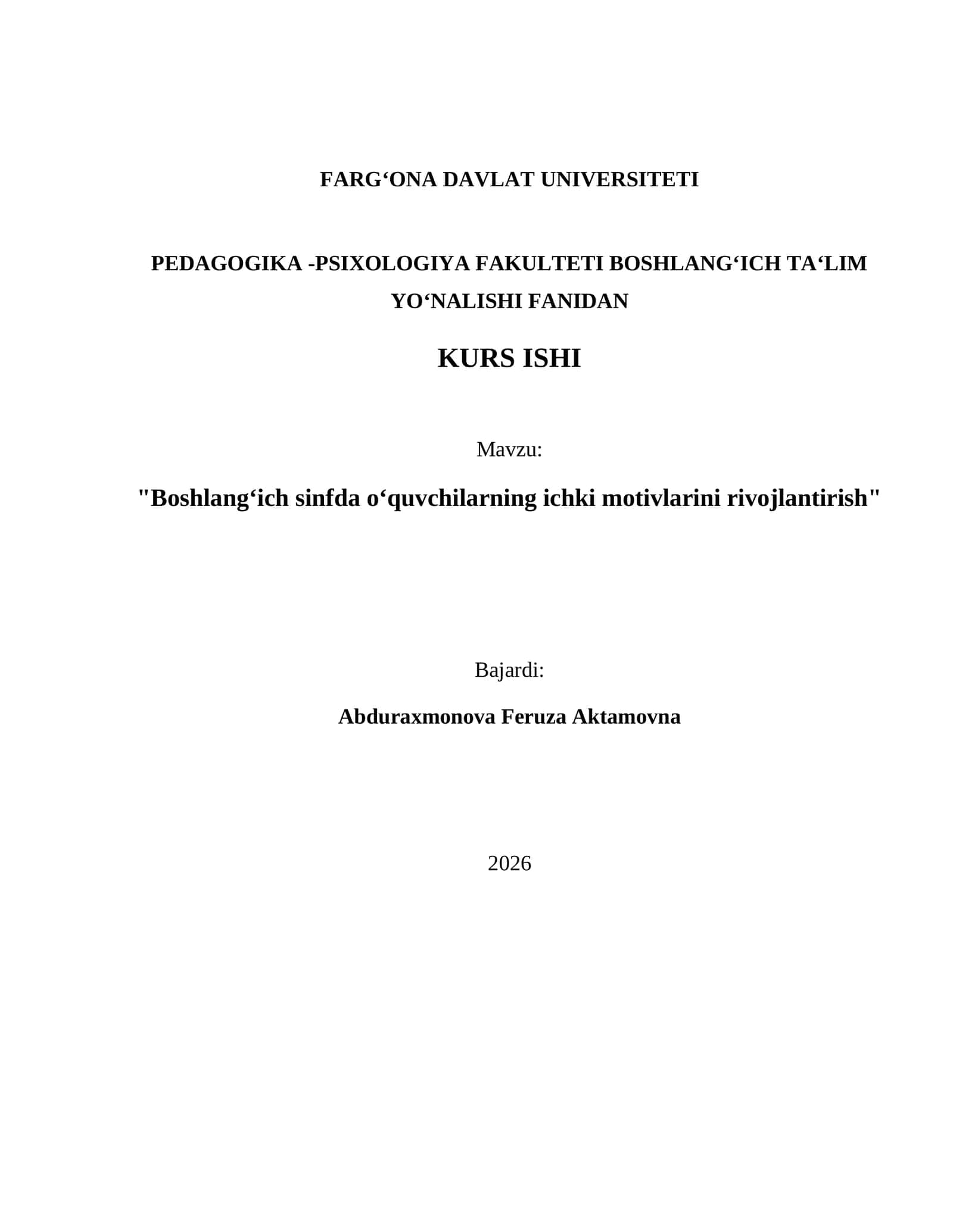 Boshlang‘ich sinfda o‘quvchilarning ichki motivlarini rivojlantirish 1