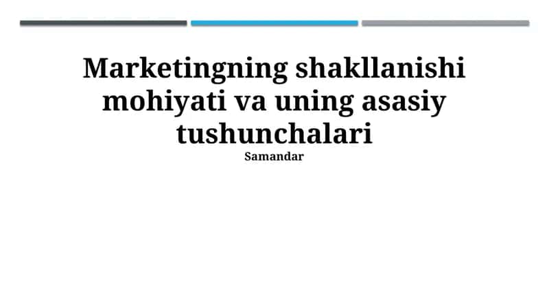 Marketing rejalashtirish va strategiyasi 1
