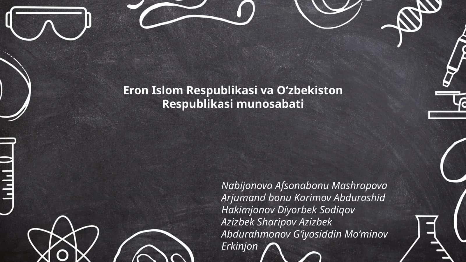 Eron Islom Respublikasi va Oʻzbekiston Respublikasi munosabati 1