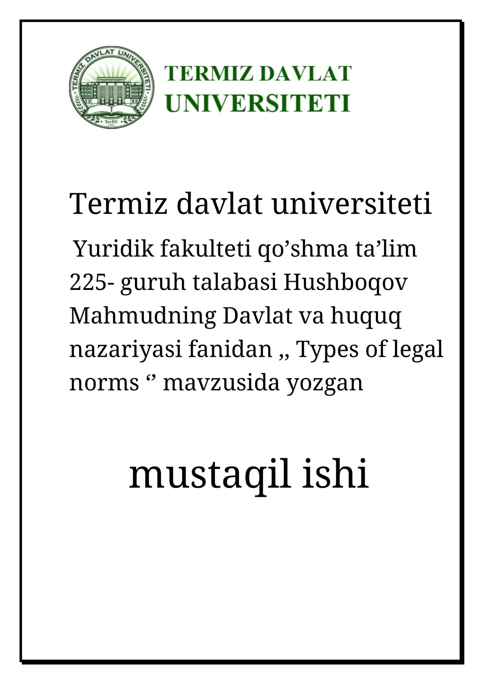 Types of Legal Norms 1