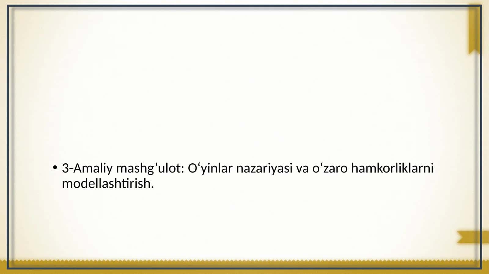 O‘yinlar nazariyasi va o‘zaro hamkorliklarni modellashtirish 1