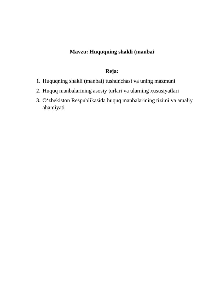 Huquqning shakli (manbai) 1
