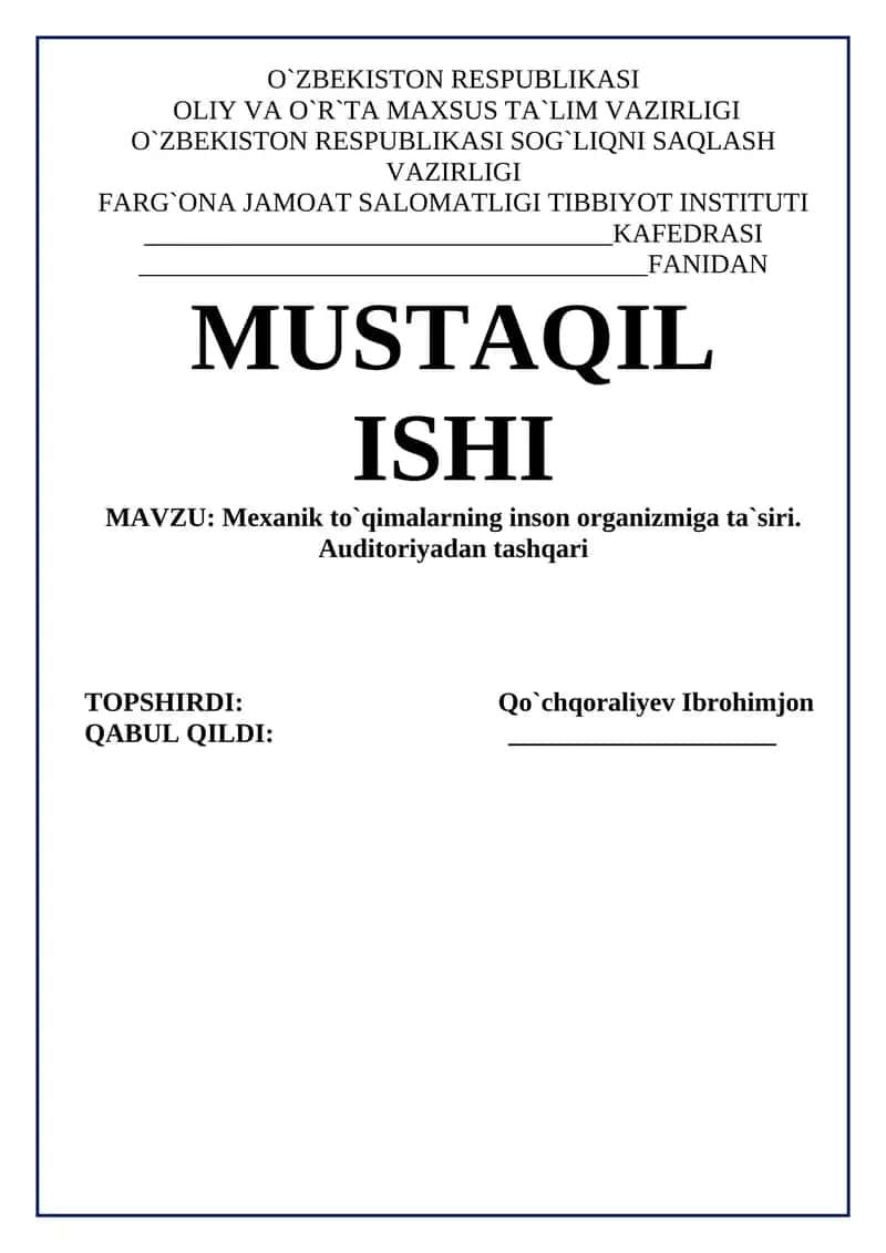 Mexanik to`qimalarning inson organizmiga ta`siri 1
